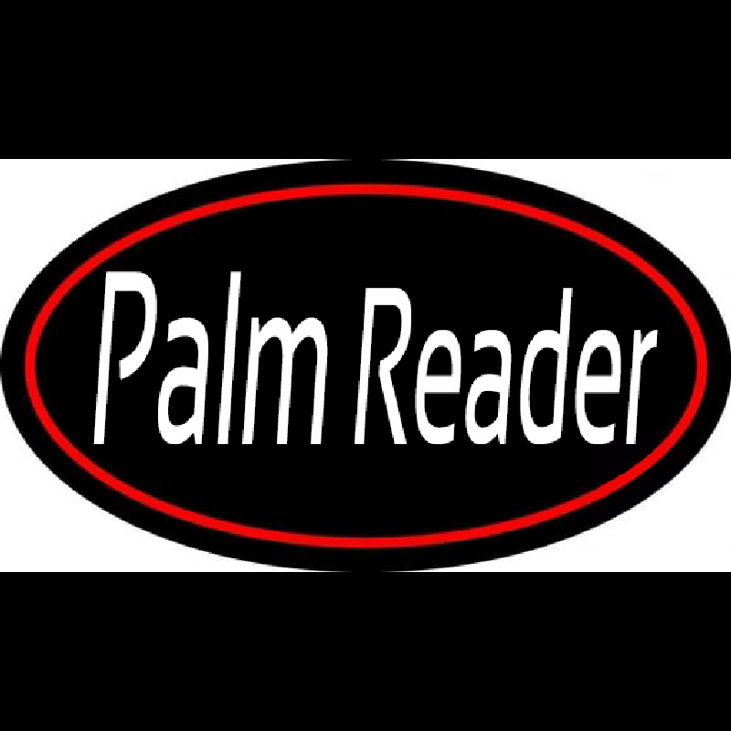 White Palm Reader Red Border Neon Skilt