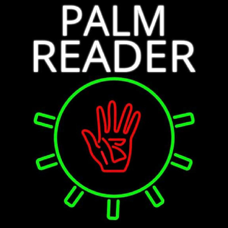 White Palm Reader With Logo Neon Skilt