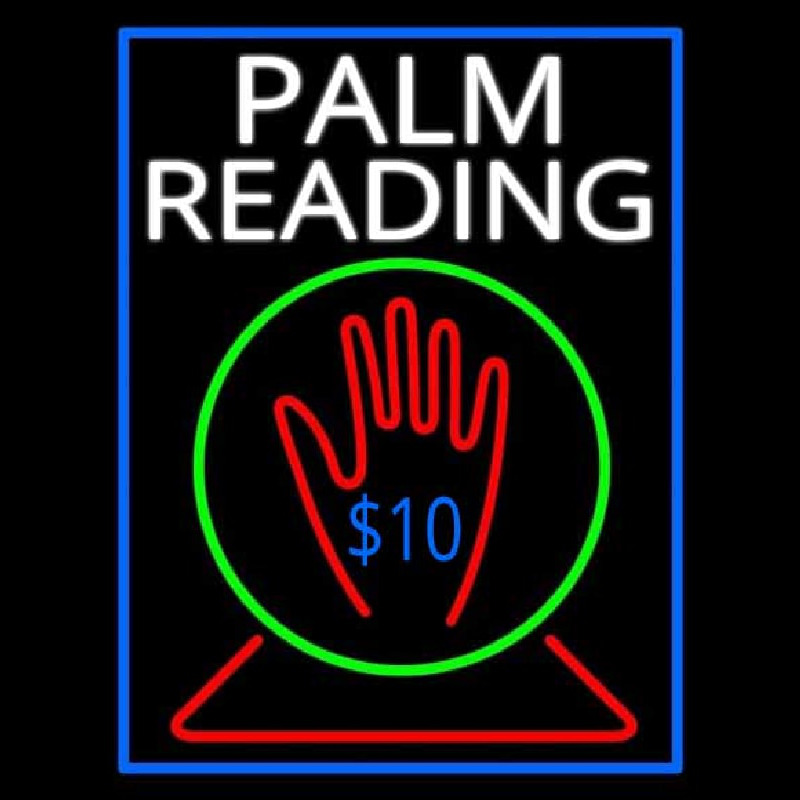 White Palm Readings With Logo Neon Skilt