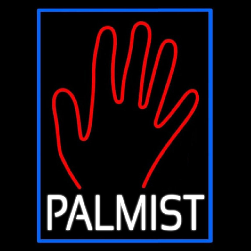 White Palmist Red Palm Neon Skilt