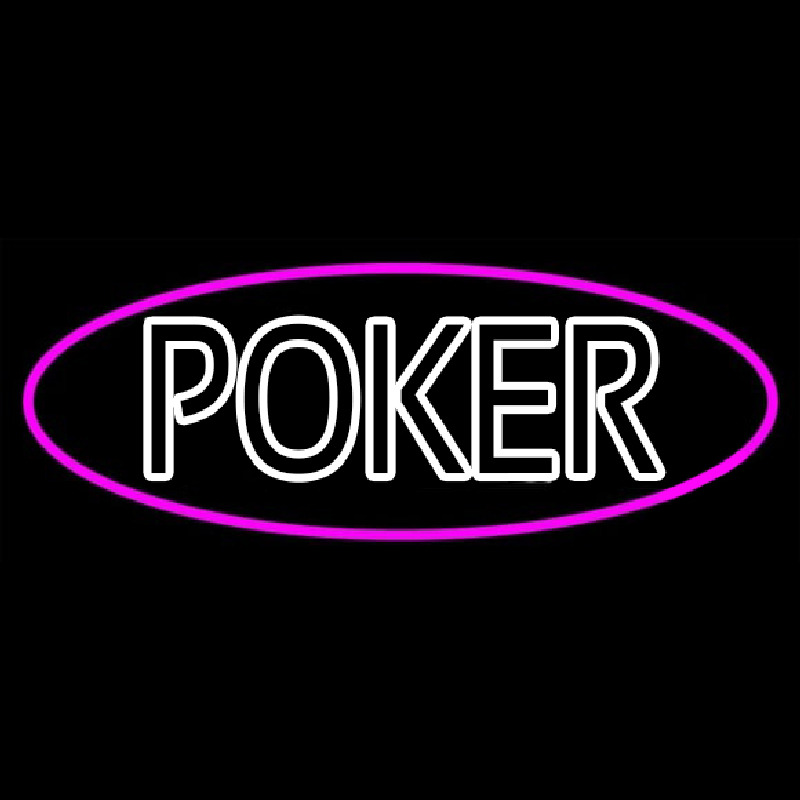 White Poker With Oval Neon Skilt