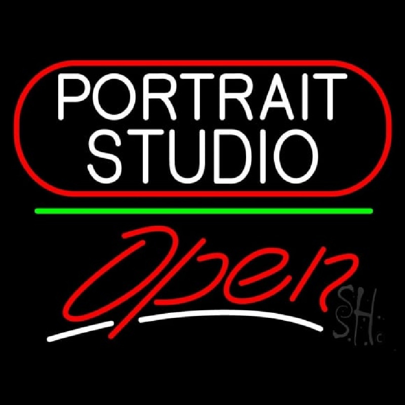 White Portrait Studio Open 3 Neon Skilt