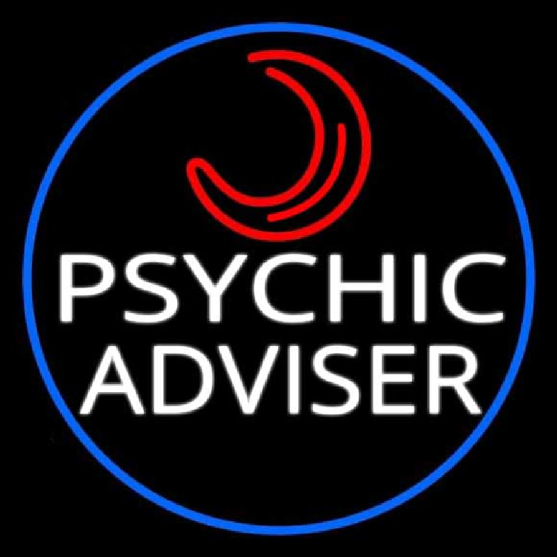 White Psychic Advisor With Logo Neon Skilt