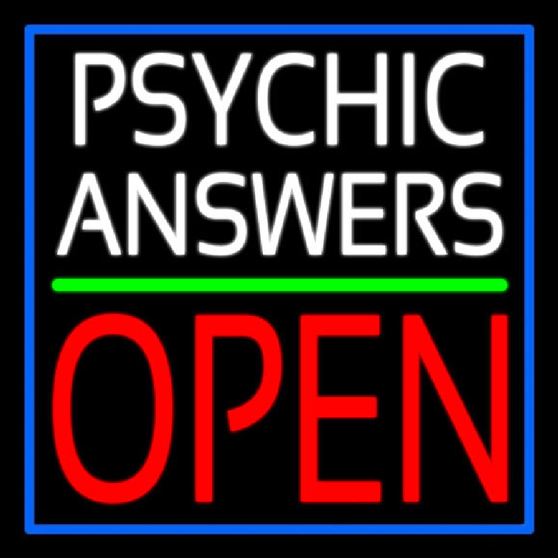 White Psychic Answers Red Open Green Line Neon Skilt