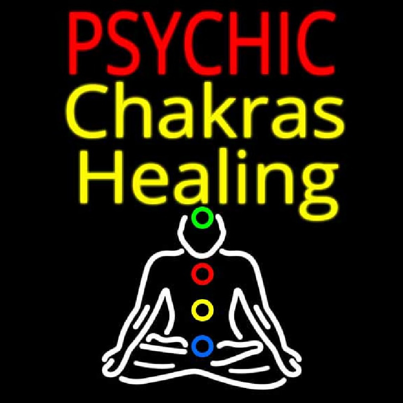 White Psychic Chakras Healing Neon Skilt