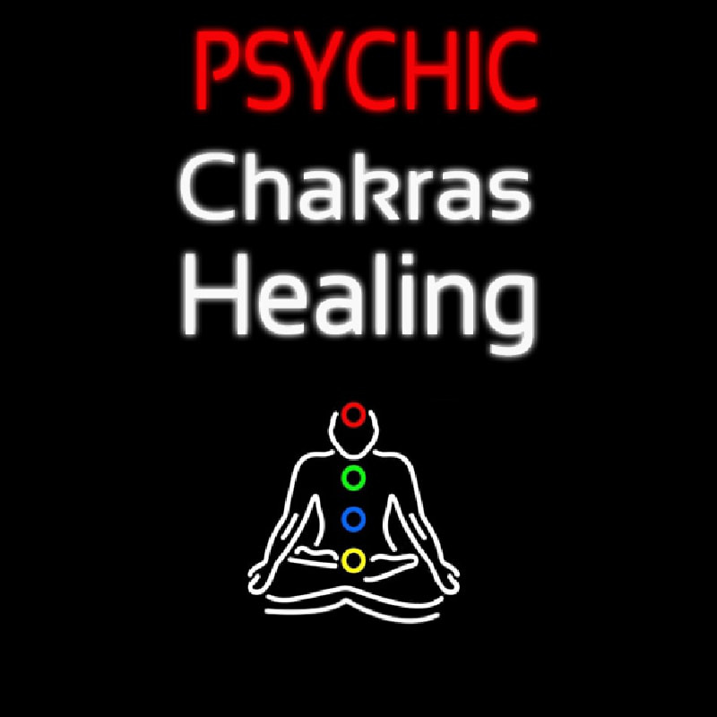 White Psychic Chakras Healing Neon Skilt