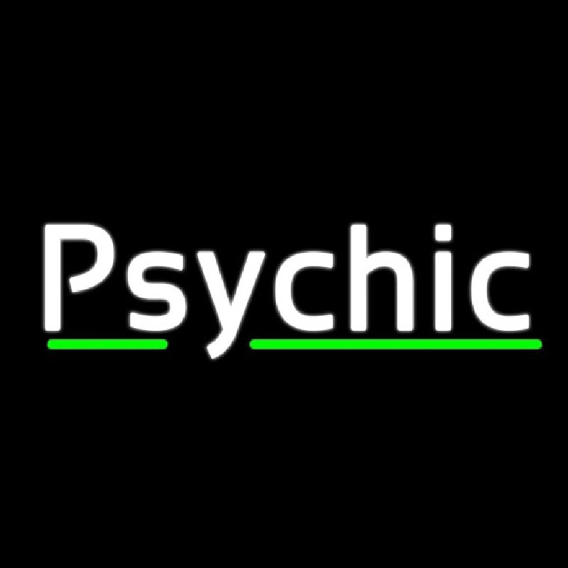 White Psychic Green Line Neon Skilt