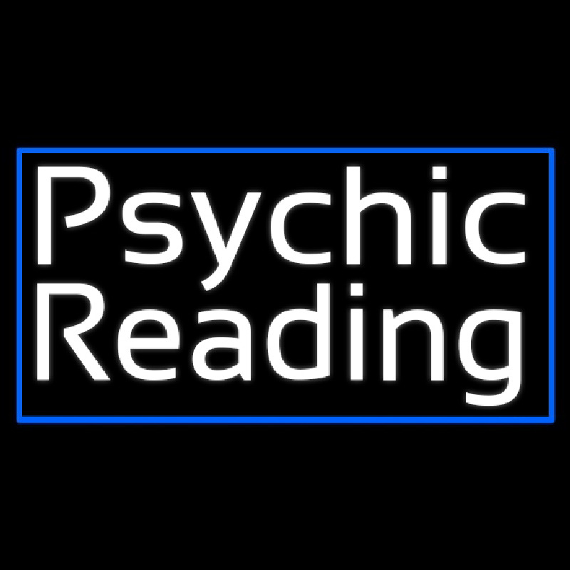 White Psychic Reading And Blue Border Neon Skilt