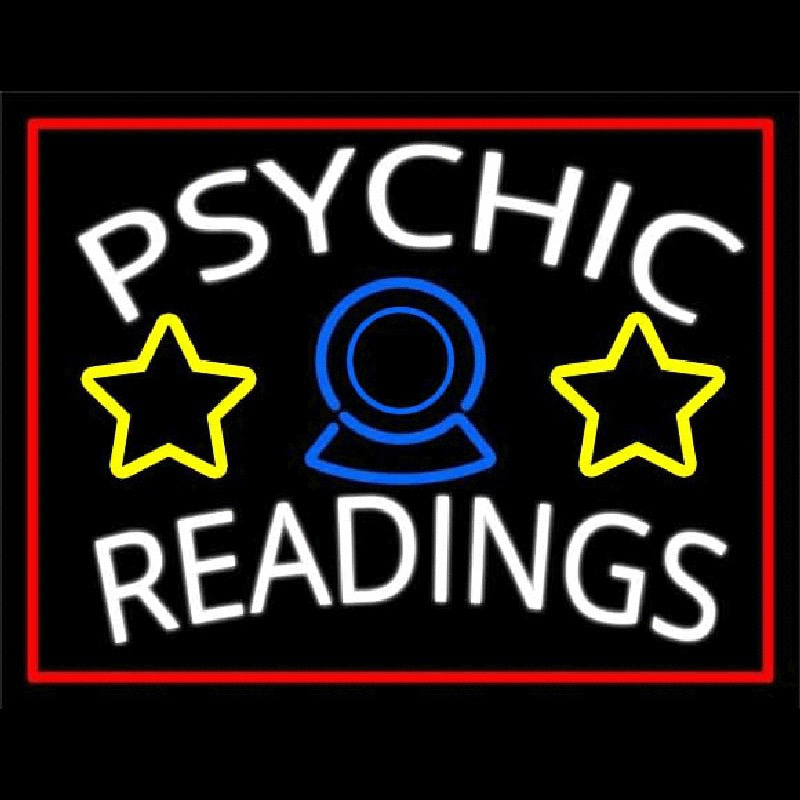 White Psychic Readings Red Border Neon Skilt