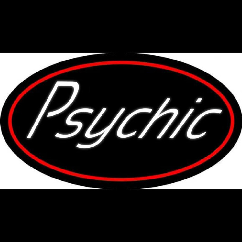 White Psychic Red Border Neon Skilt