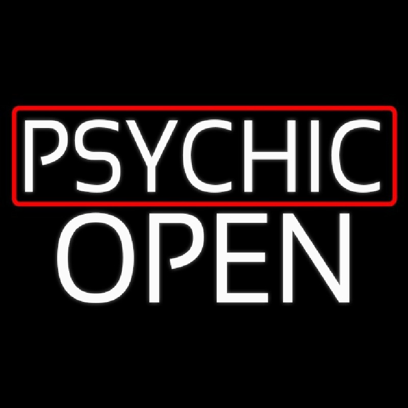 White Psychic Red Border Open Neon Skilt