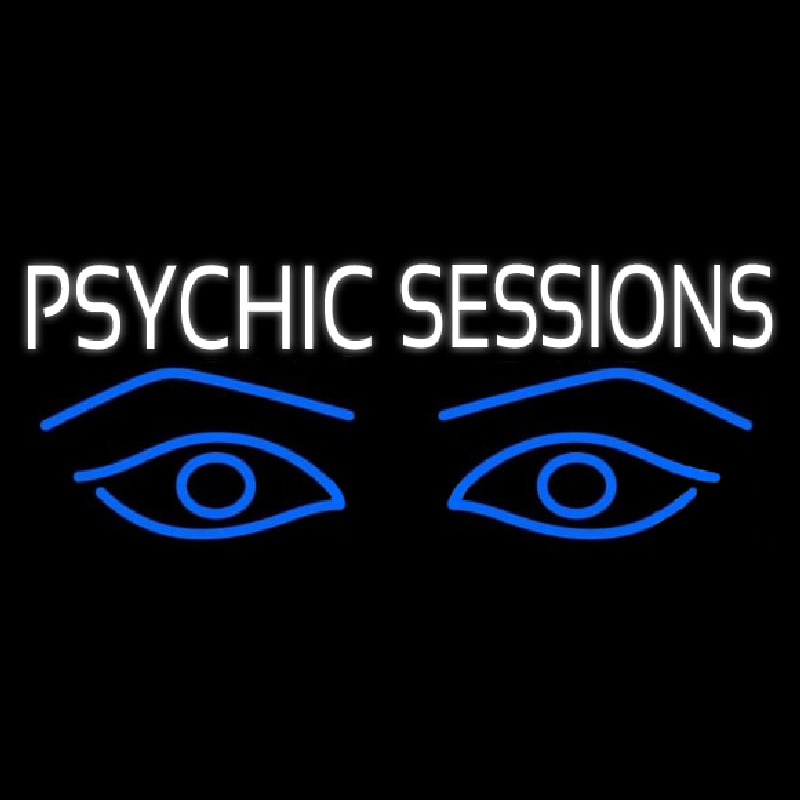 White Psychic Sessions With Blue Eye Neon Skilt