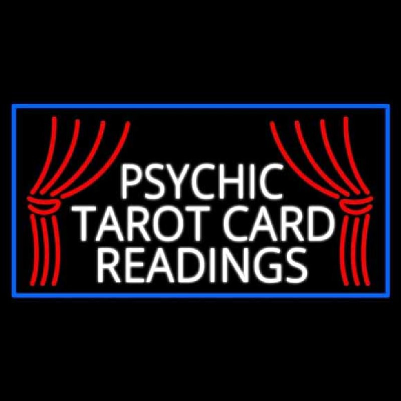 White Psychic Tarot Card Readings Neon Skilt