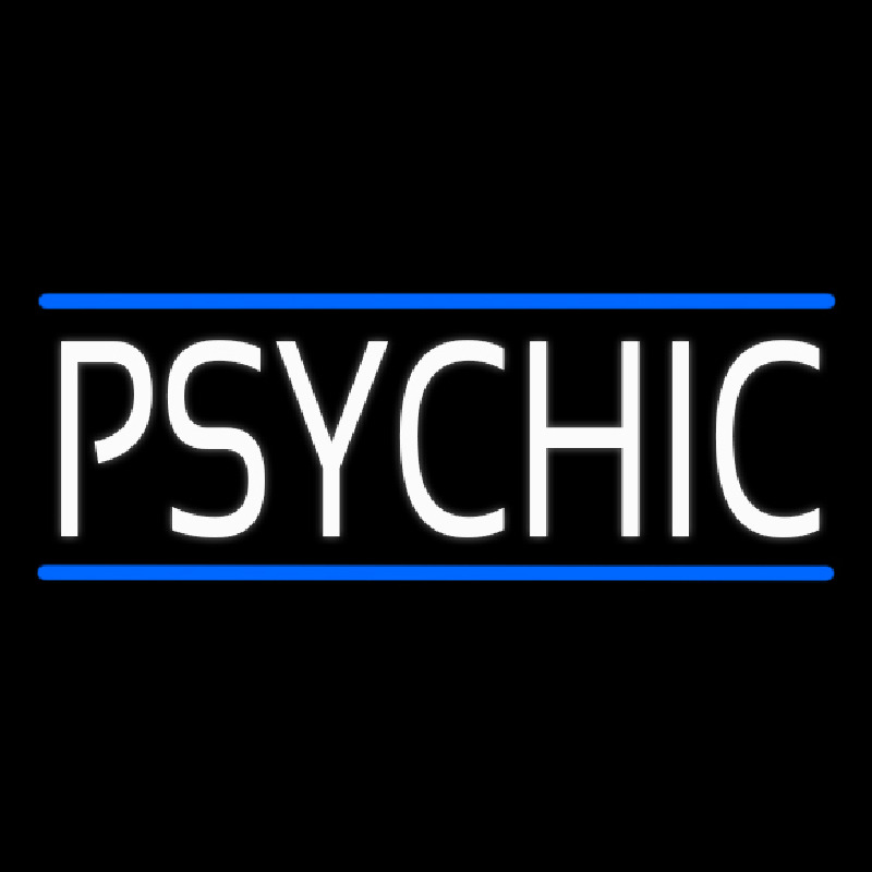 White Psychic With Blue Line Neon Skilt