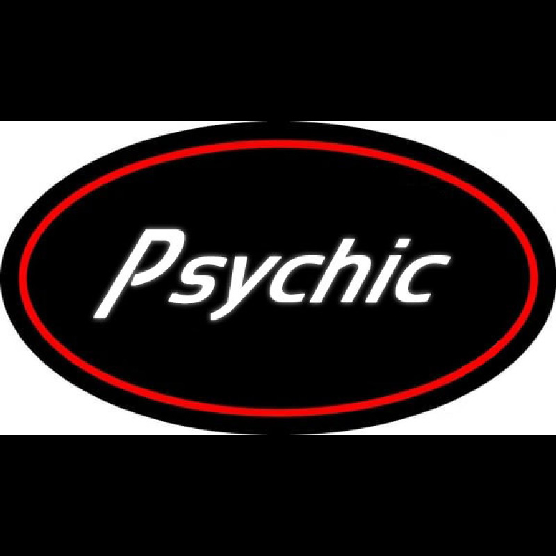 White Psychic With Red Oval Neon Skilt