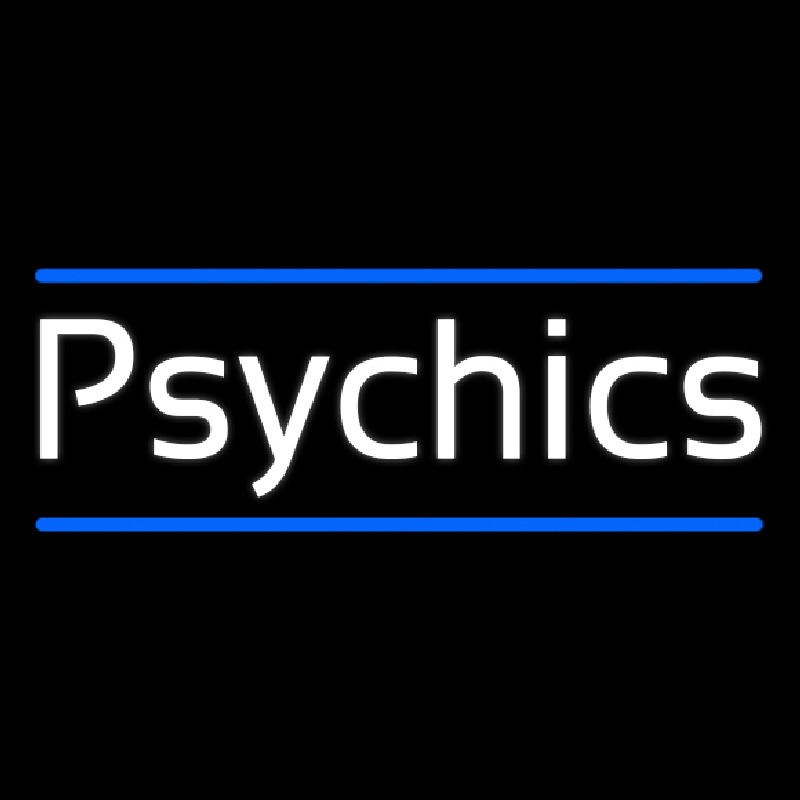 White Psychics With Blue Line Neon Skilt