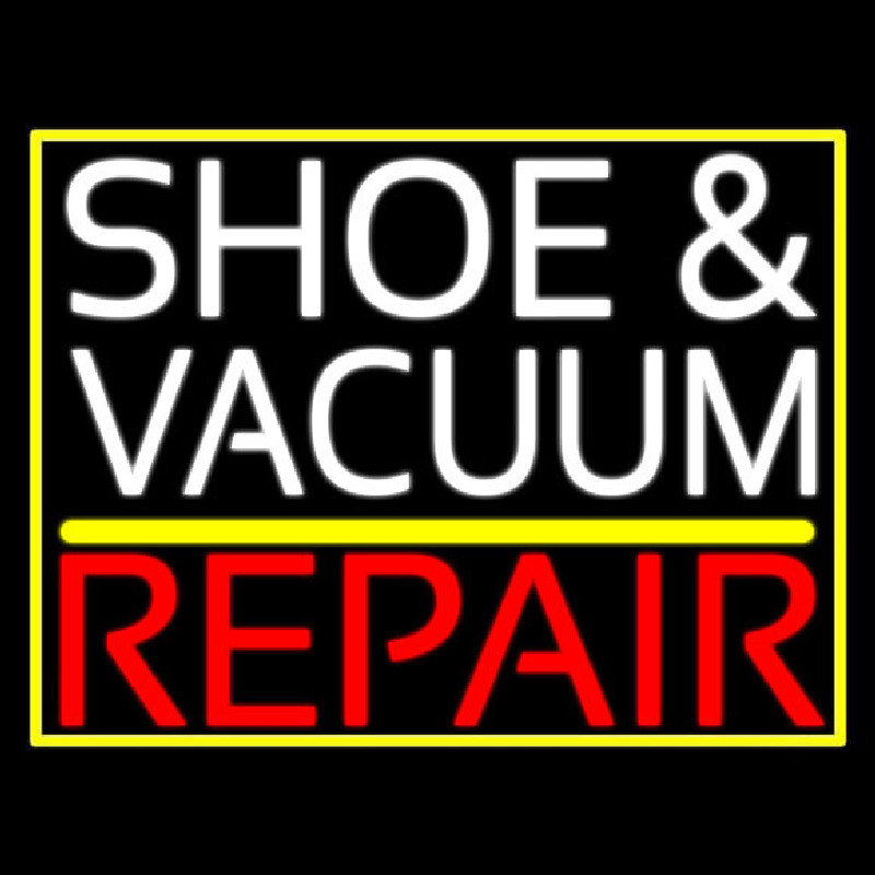 White Shoe And Vacuum Red Repair Neon Skilt