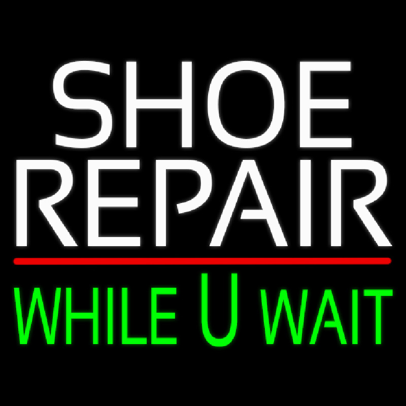 White Shoe Repair Green While You Wait Neon Skilt