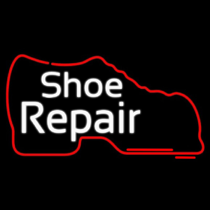 White Shoe Repair With Shoe Neon Skilt