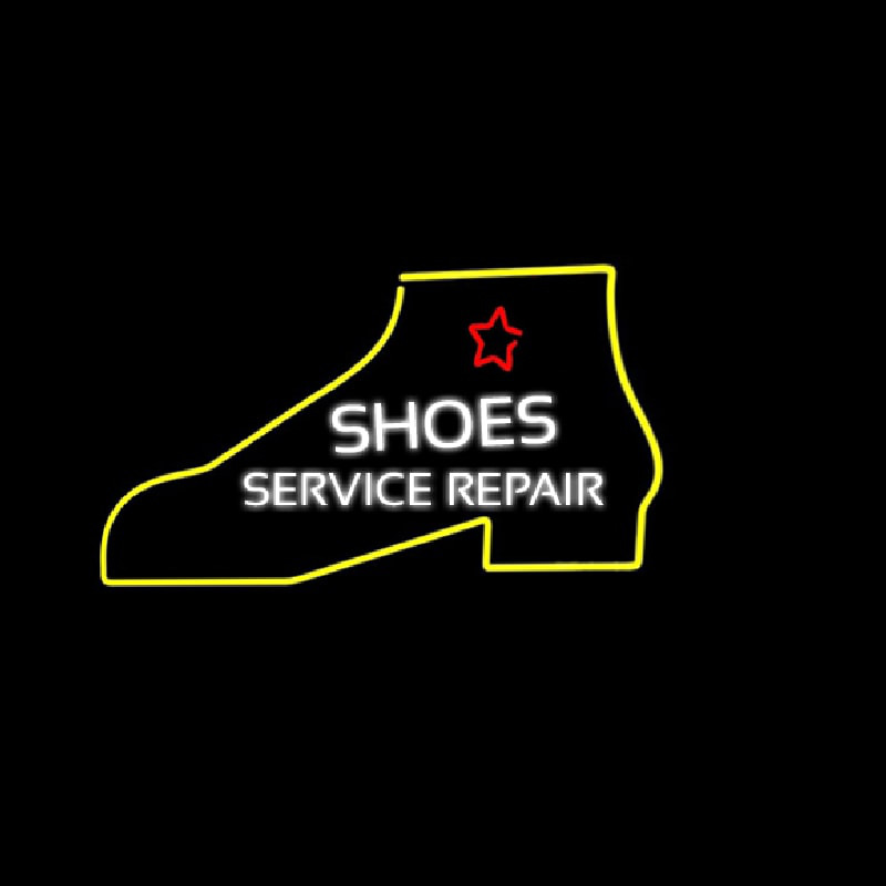 White Shoe Service Repair Neon Skilt