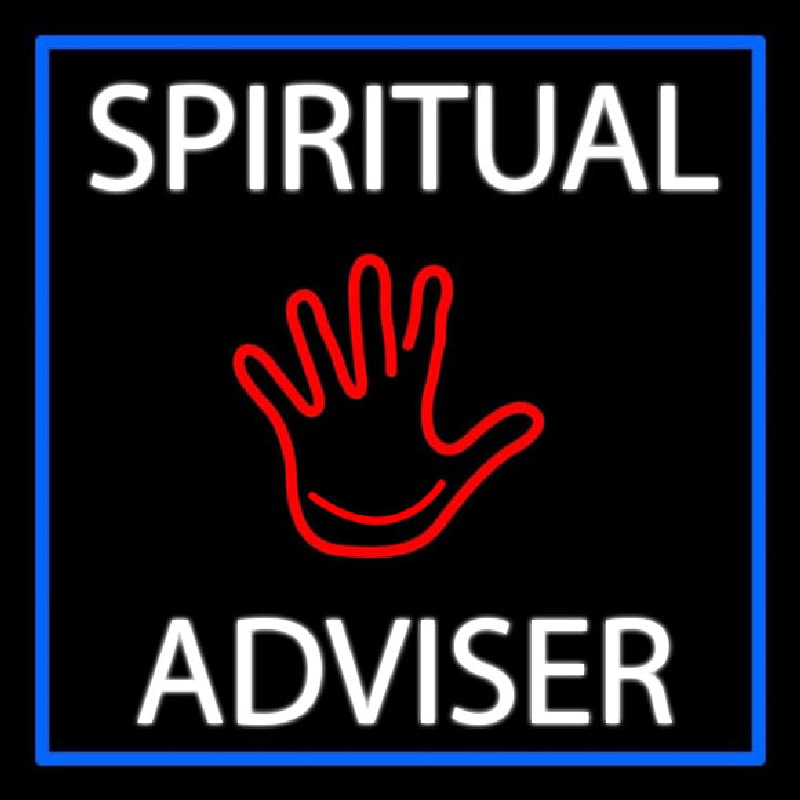 White Spiritual Advisor With Red Palm Neon Skilt