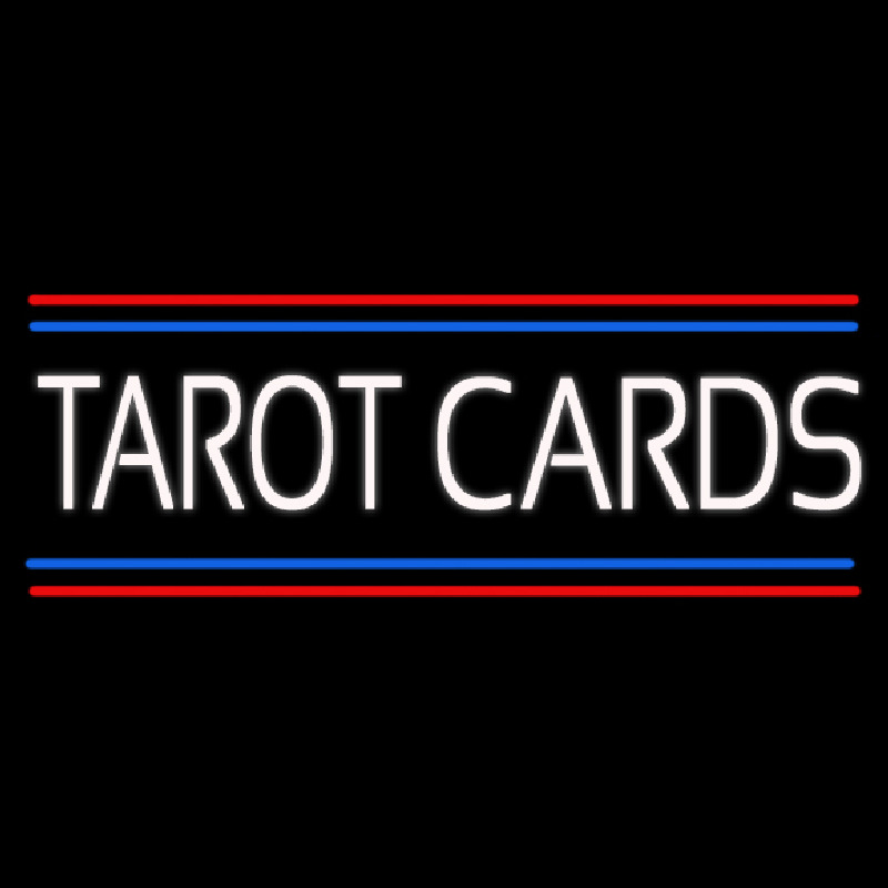 White Tarot Cards With Line Neon Skilt