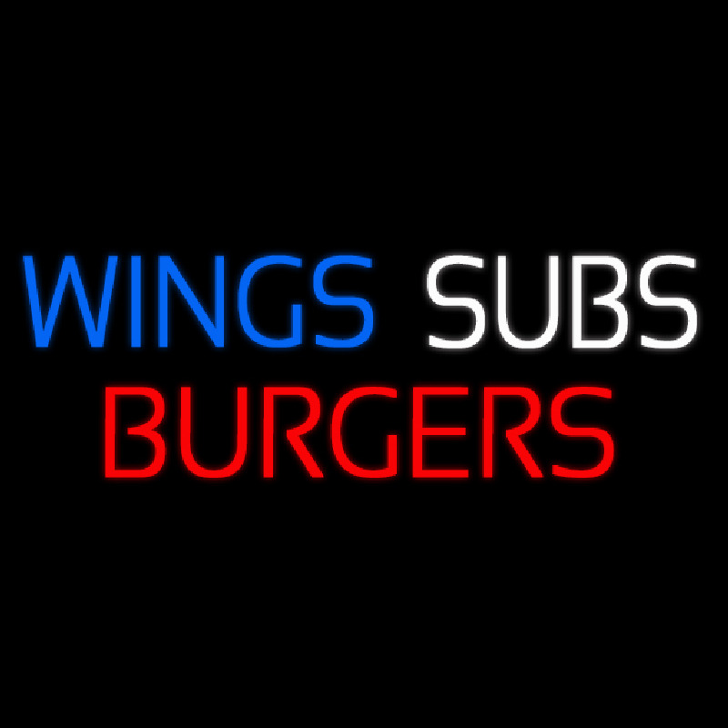 Wings Subs Burgers Neon Skilt