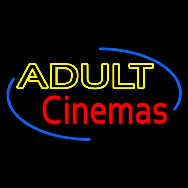 Yellow Adult Red Cinemas Neon Skilt