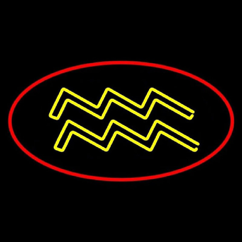 Yellow Aquarius Red Border Neon Skilt