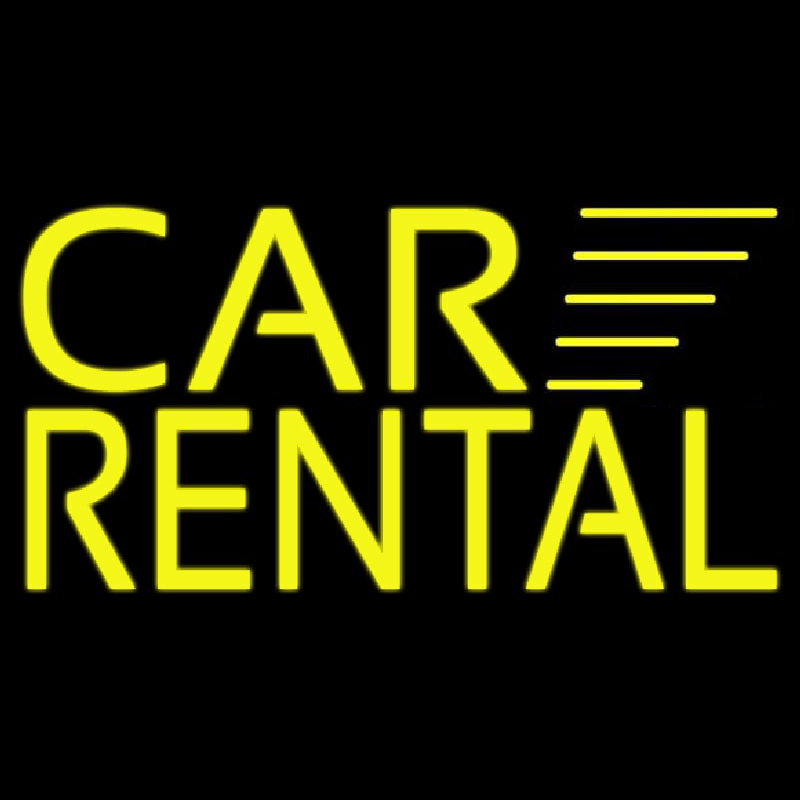 Yellow Car Rental Neon Skilt