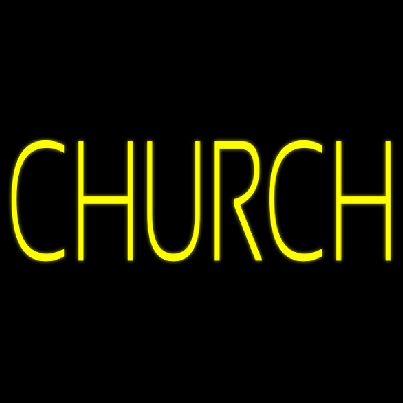 Yellow Church Neon Skilt