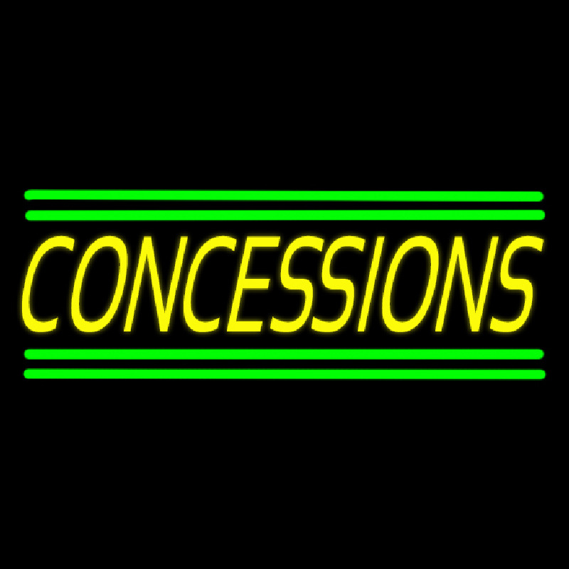 Yellow Concessions Green Line Neon Skilt