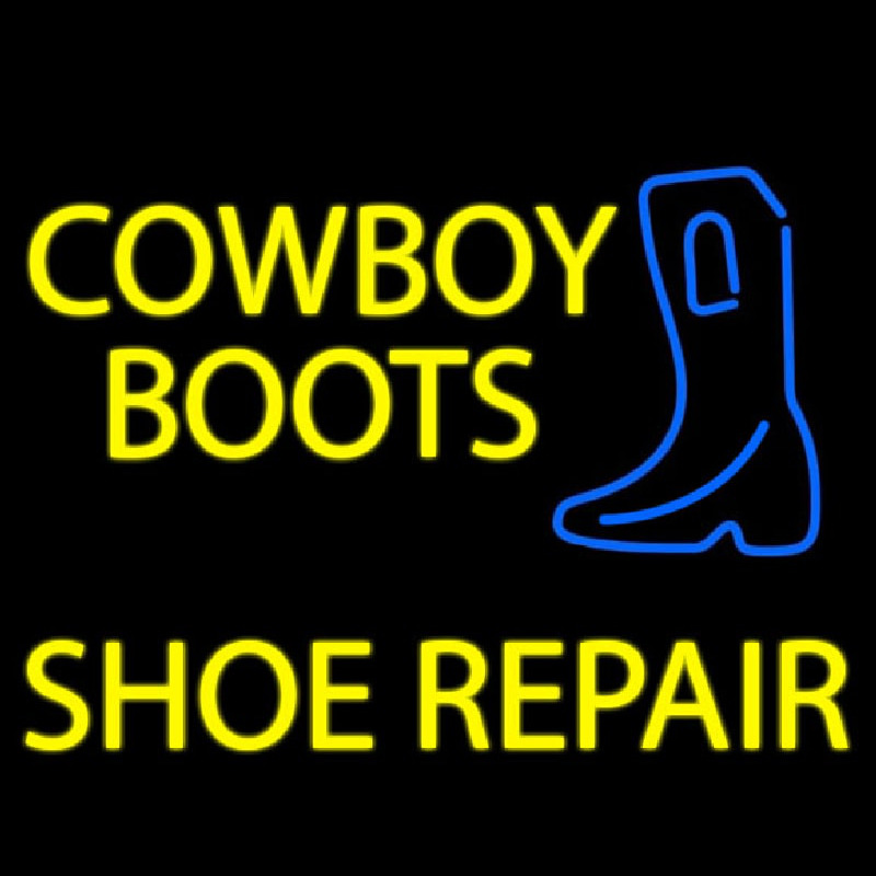 Yellow Cowboy Boots Shoe Repair Neon Skilt