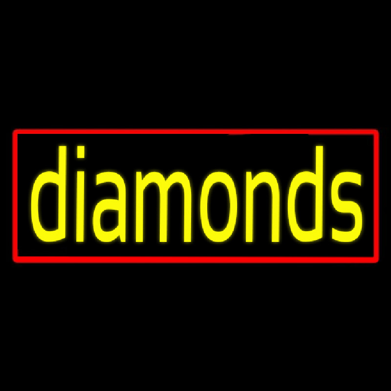 Yellow Diamond Red Border Neon Skilt