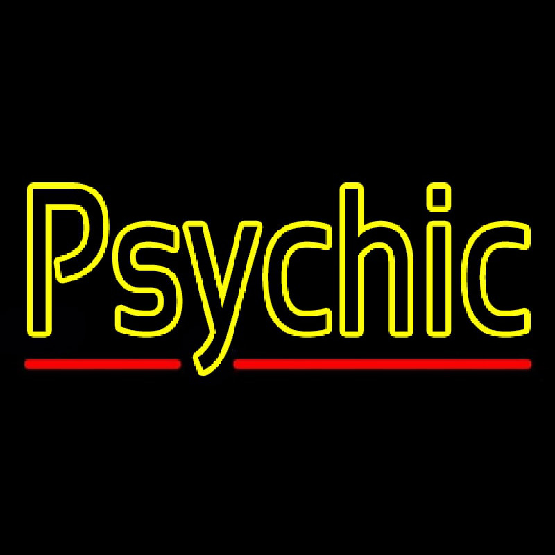 Yellow Double Stroke Psychic Neon Skilt