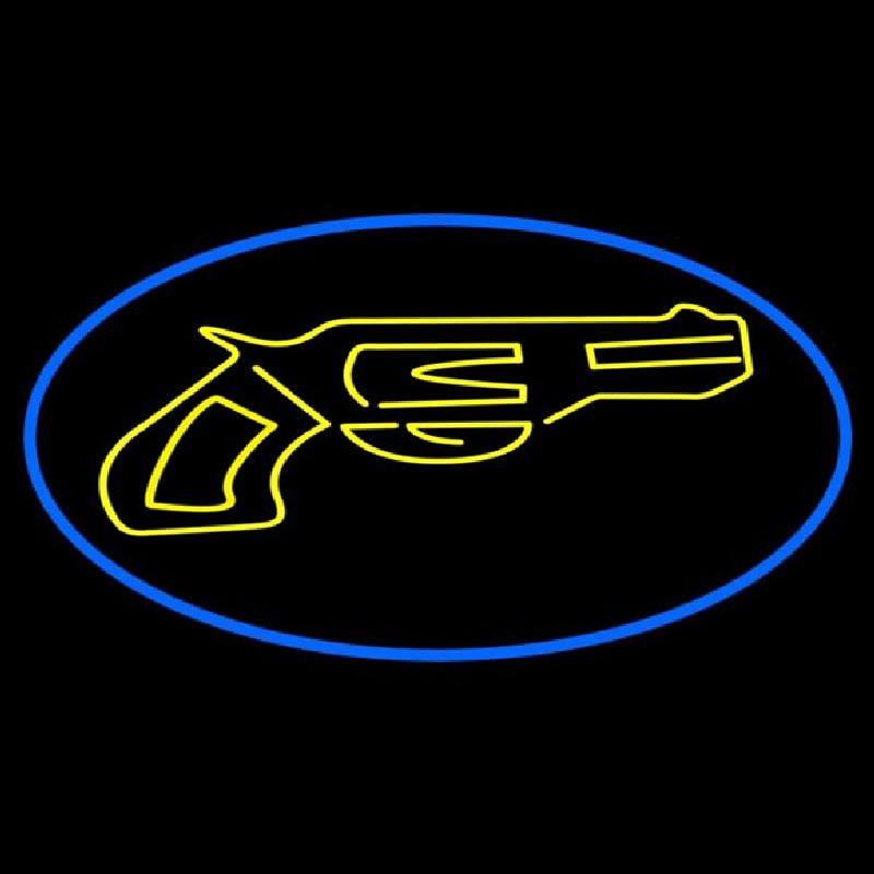 Yellow Gun Neon Skilt