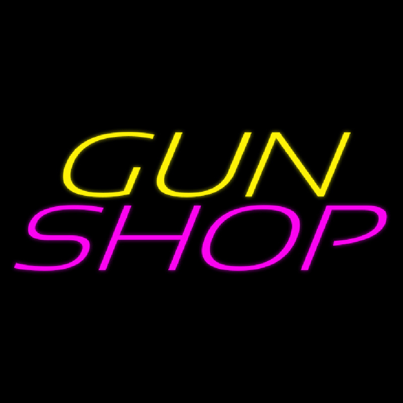 Yellow Gun Pink Shop Neon Skilt