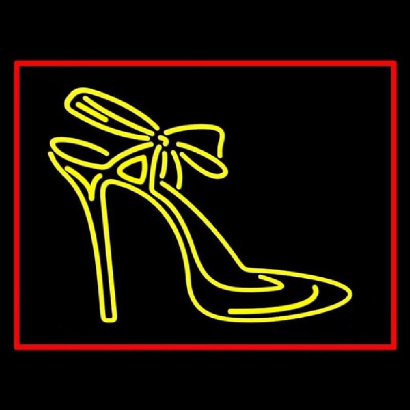 Yellow High Heels With Ribbon Neon Skilt