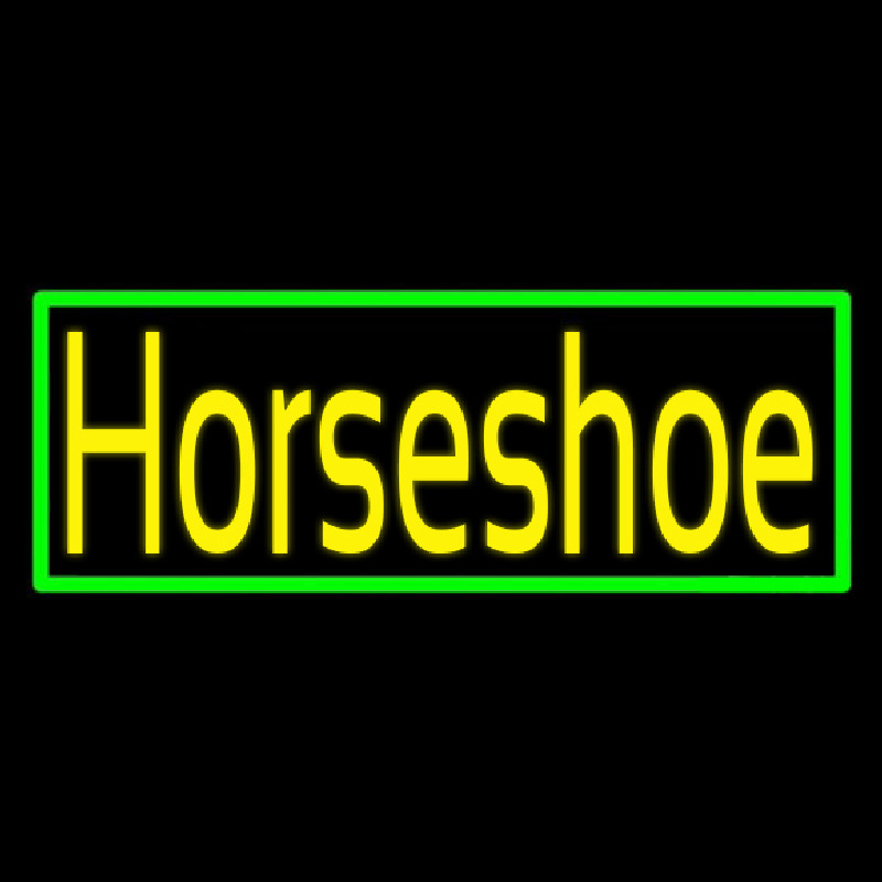 Yellow Horseshoe With Border Neon Skilt