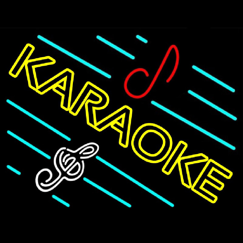 Yellow Karaoke Border Neon Skilt