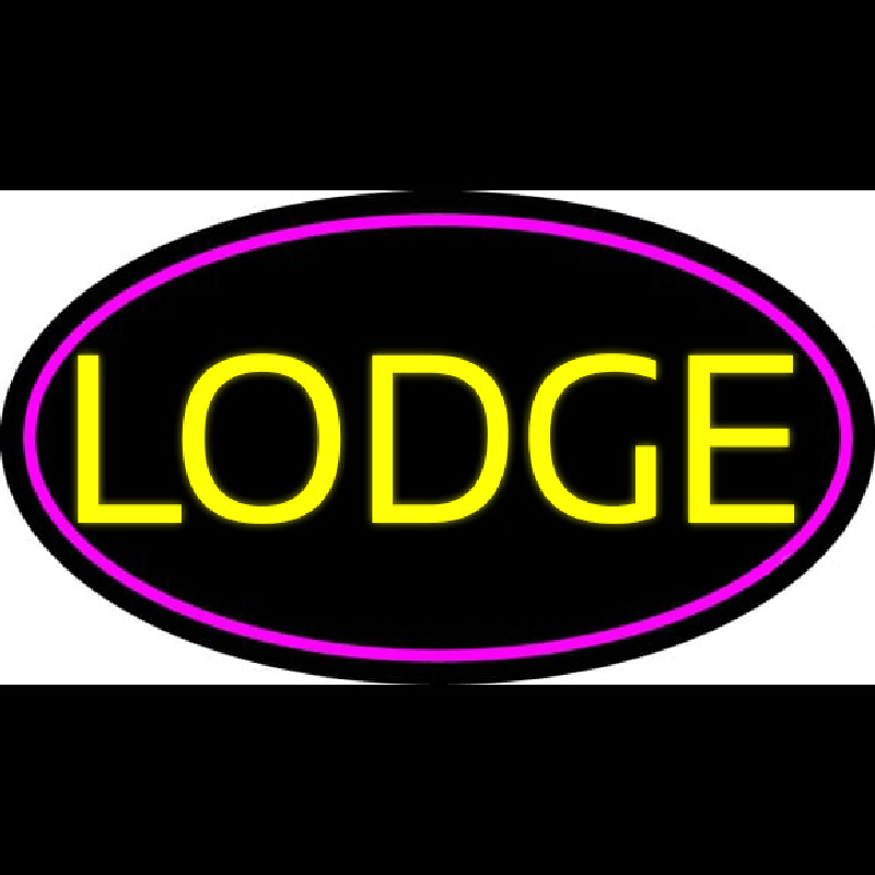 Yellow Lodge With Pink Border Neon Skilt