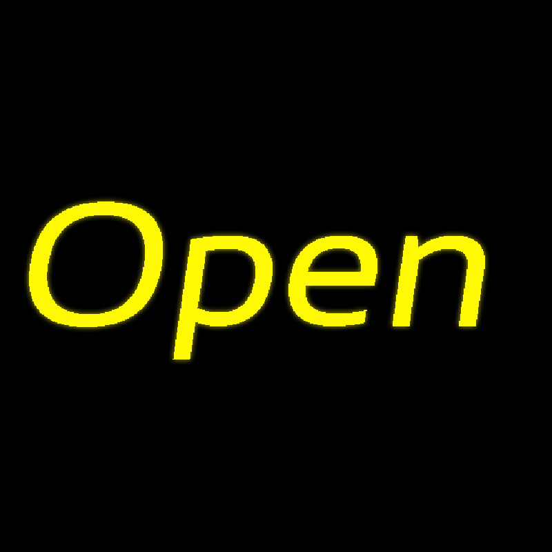 Yellow Open Neon Skilt