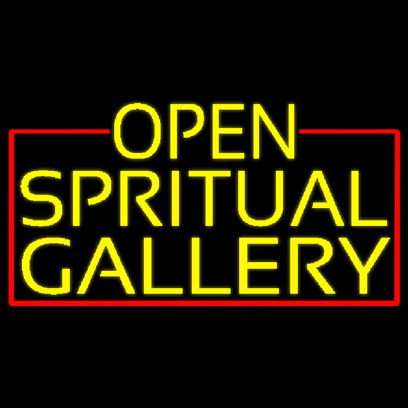 Yellow Open Spiritual Gallery With Red Border Neon Skilt