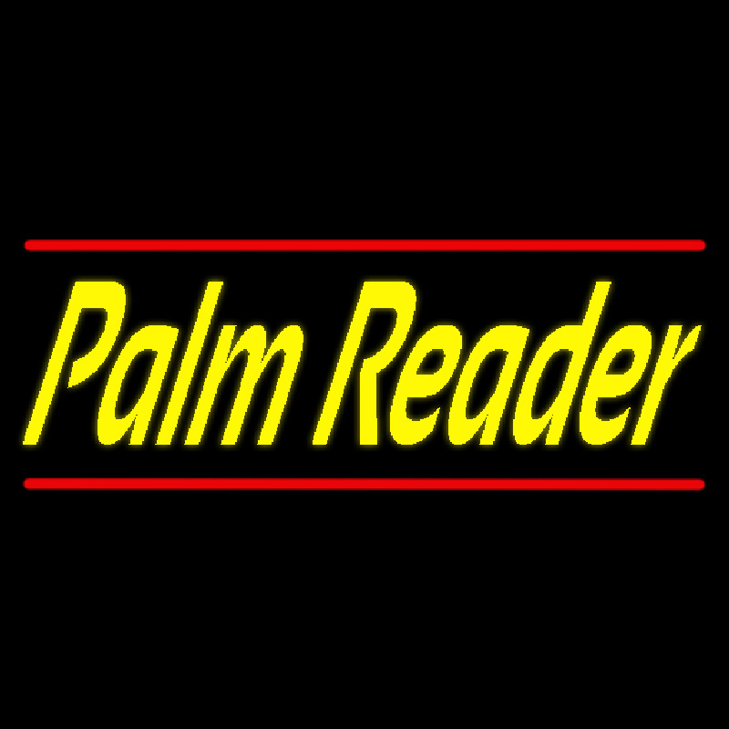 Yellow Palm Reader Red Line Neon Skilt