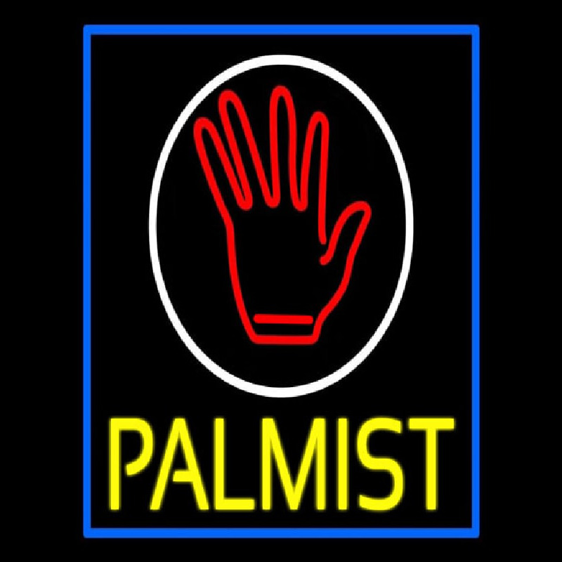 Yellow Palmist Block With Logo Neon Skilt