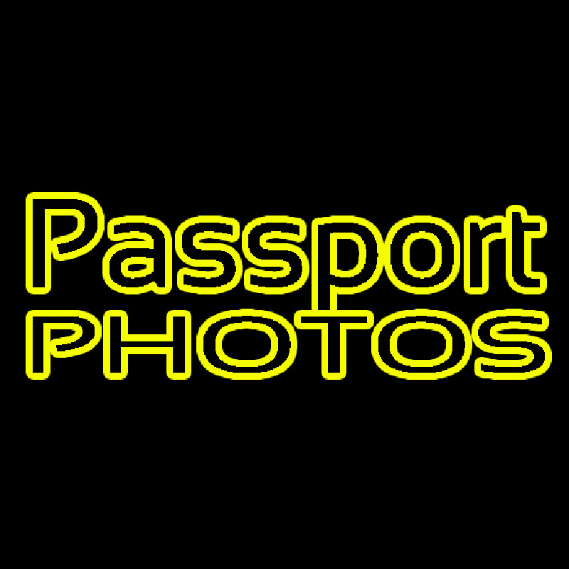 Yellow Passport Photos Block Neon Skilt