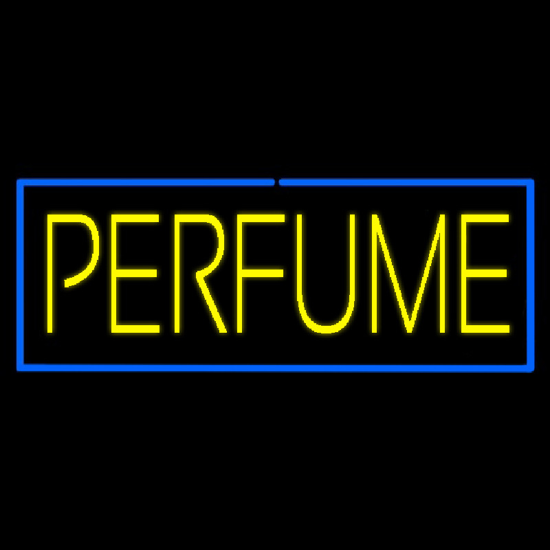 Yellow Perfume With Blue Border Neon Skilt