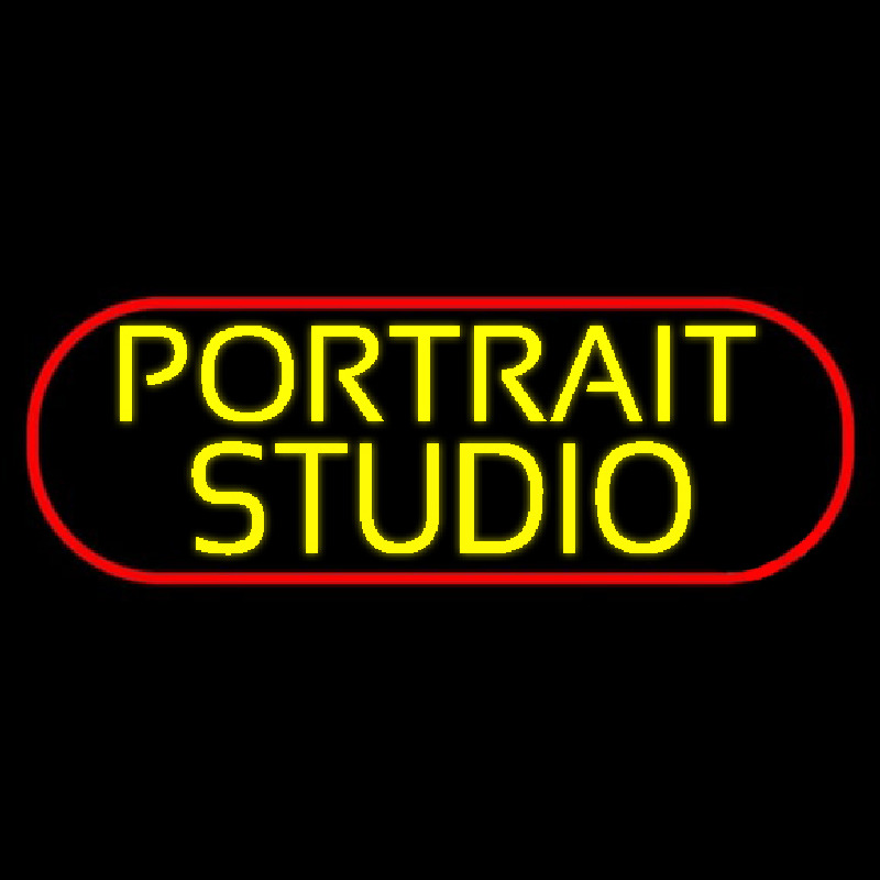 Yellow Portrait Studio Border Neon Skilt