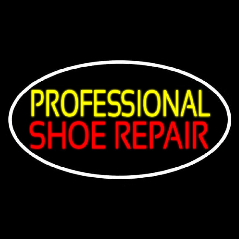 Yellow Professional Red Shoe Repair Neon Skilt