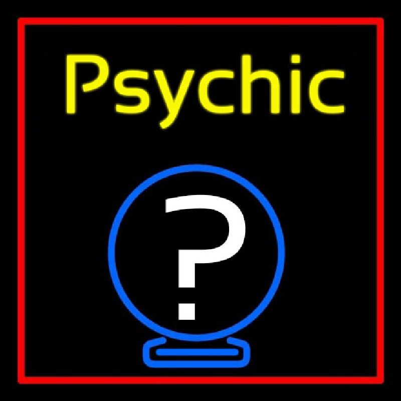 Yellow Psychic With Red Border Neon Skilt